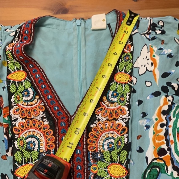 Anthropologie AKEMI +KIN Midi Dress, Beautiful Beadwork, Long Sleeve, V Neck - Picture 6 of 10